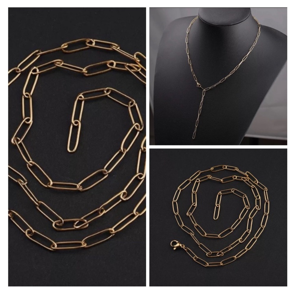 Dainty Gold Plated Paperclip Chain Necklace - Picture 1 of 5